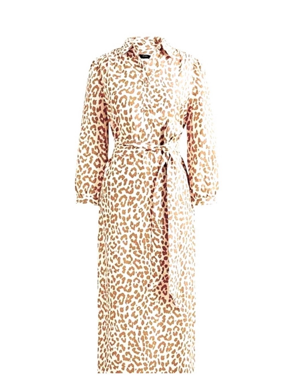 J crew Leopard Print Belted Shirt Dress — Neutral Brown & Cream